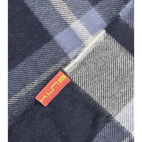 Kuna Royal Alpaca Scarf Blue Plaid Tweed Fringed Size 74” X 13” - Picture 4 of 4